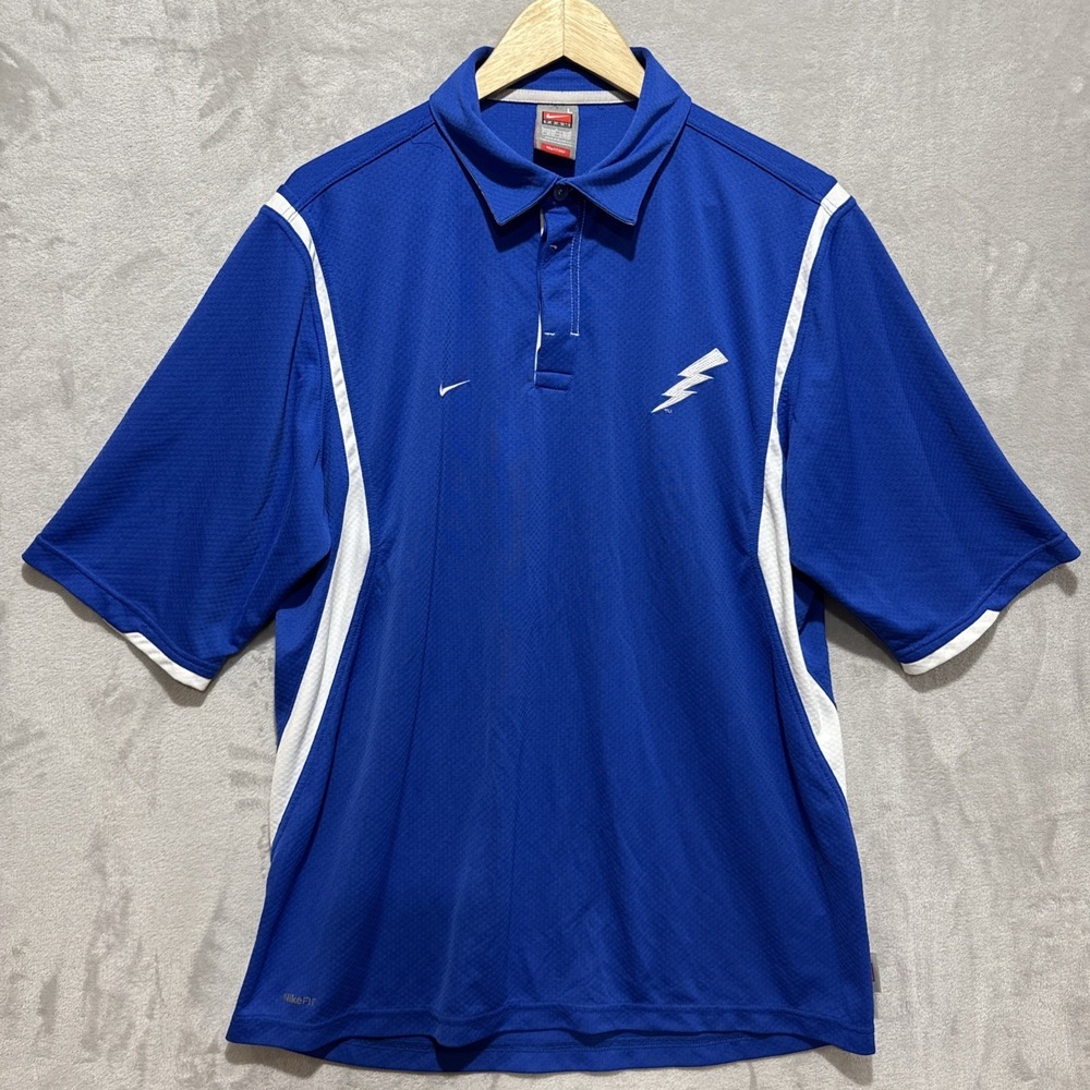 Nike Fit Dry Air Force Falcons Polo Shirt Men's L Blue Short Sleeve Athletic
